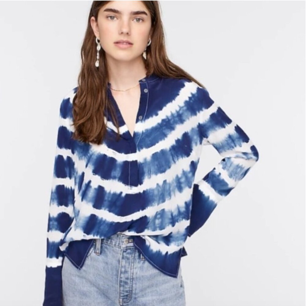 J. Crew Silk Tie Dye Button Down Blouse Tunic